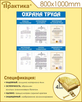 С101 Стенд охрана труда (800х1000 мм, пластик ПВХ 3 мм, алюминиевый багет золотого цвета) - Стенды - Стенды по охране труда - Магазин охраны труда ИЗО Стиль